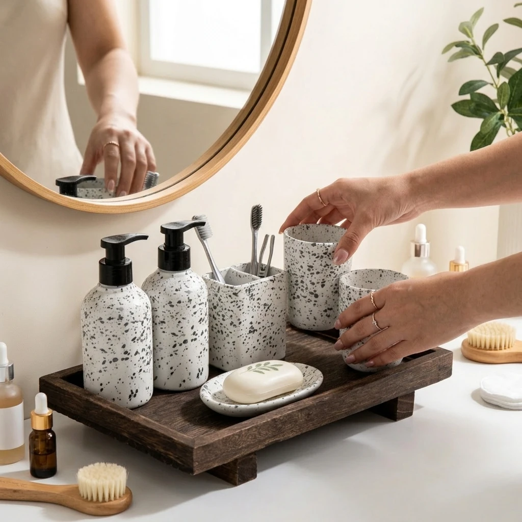 Retro drewniana taca do przech – Home Edit Bathroom Storage recenzja i cena